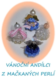 KORÁLKOVÁ STAVEBNICE - VÁNOČNÍ ANDÍLCI Z MAČKANÝCH PERLÍ (2ks)